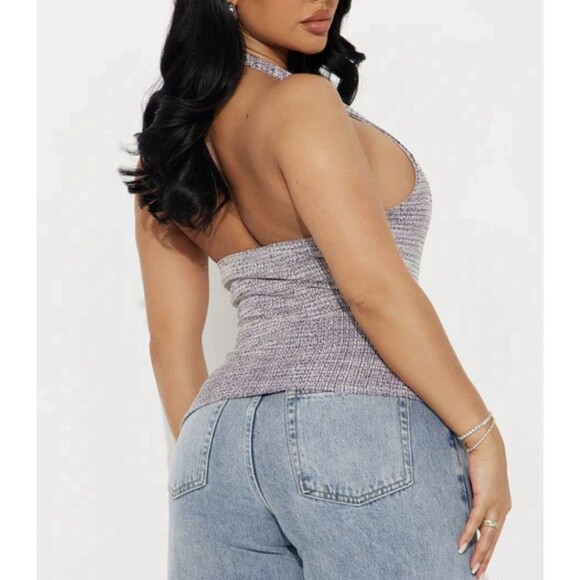Fashion Nova  Knit Tweed Halter Top – Purple Combo (Size XL) NEVER WORN - Picture 5 of 5
